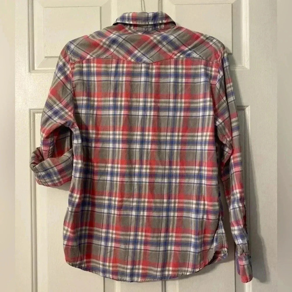 Jachs Girlfriend Bea Plaid Flannel Snap Button Down Shirt Size S - Picture 5 of 10